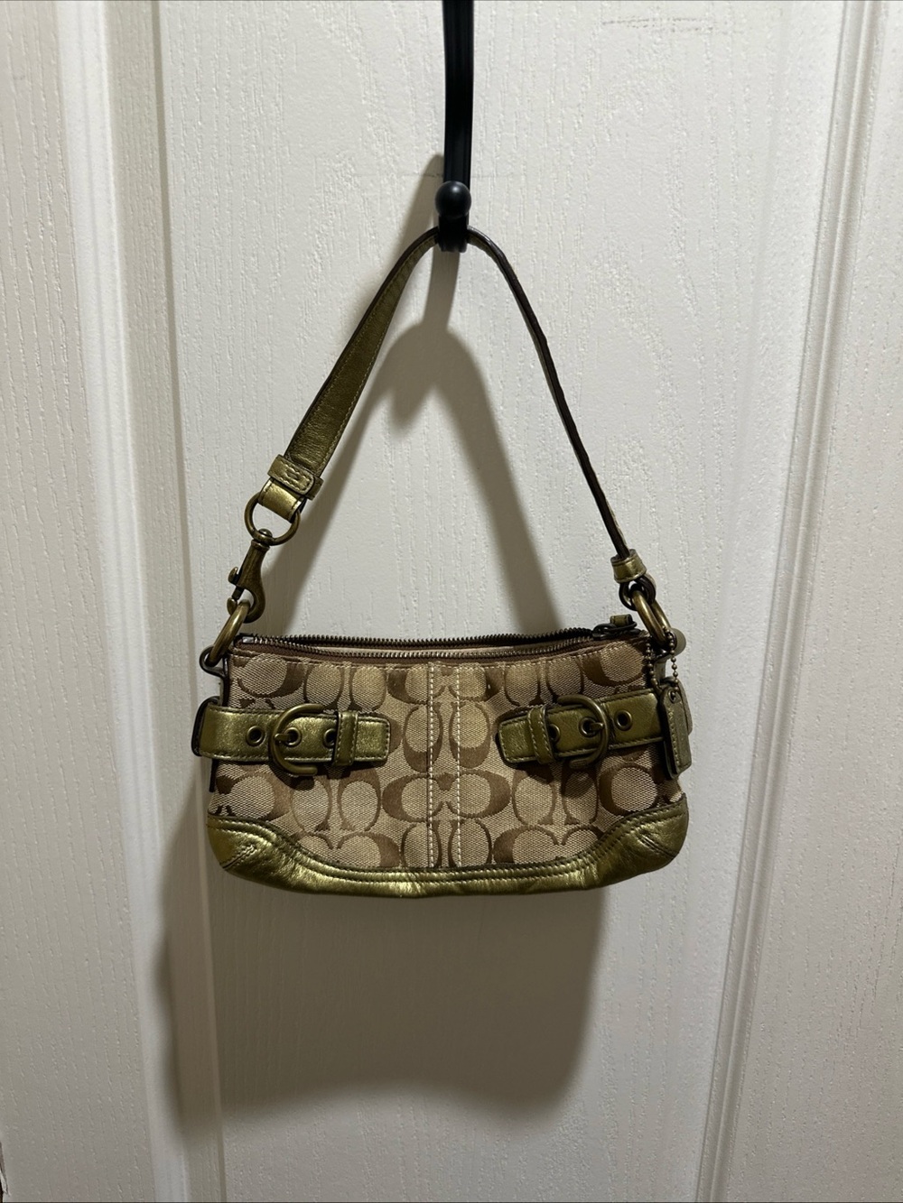 Vintage Y2K Coach 2005 Mini Belt Shoulder Bag in Khaki Brown - 5107